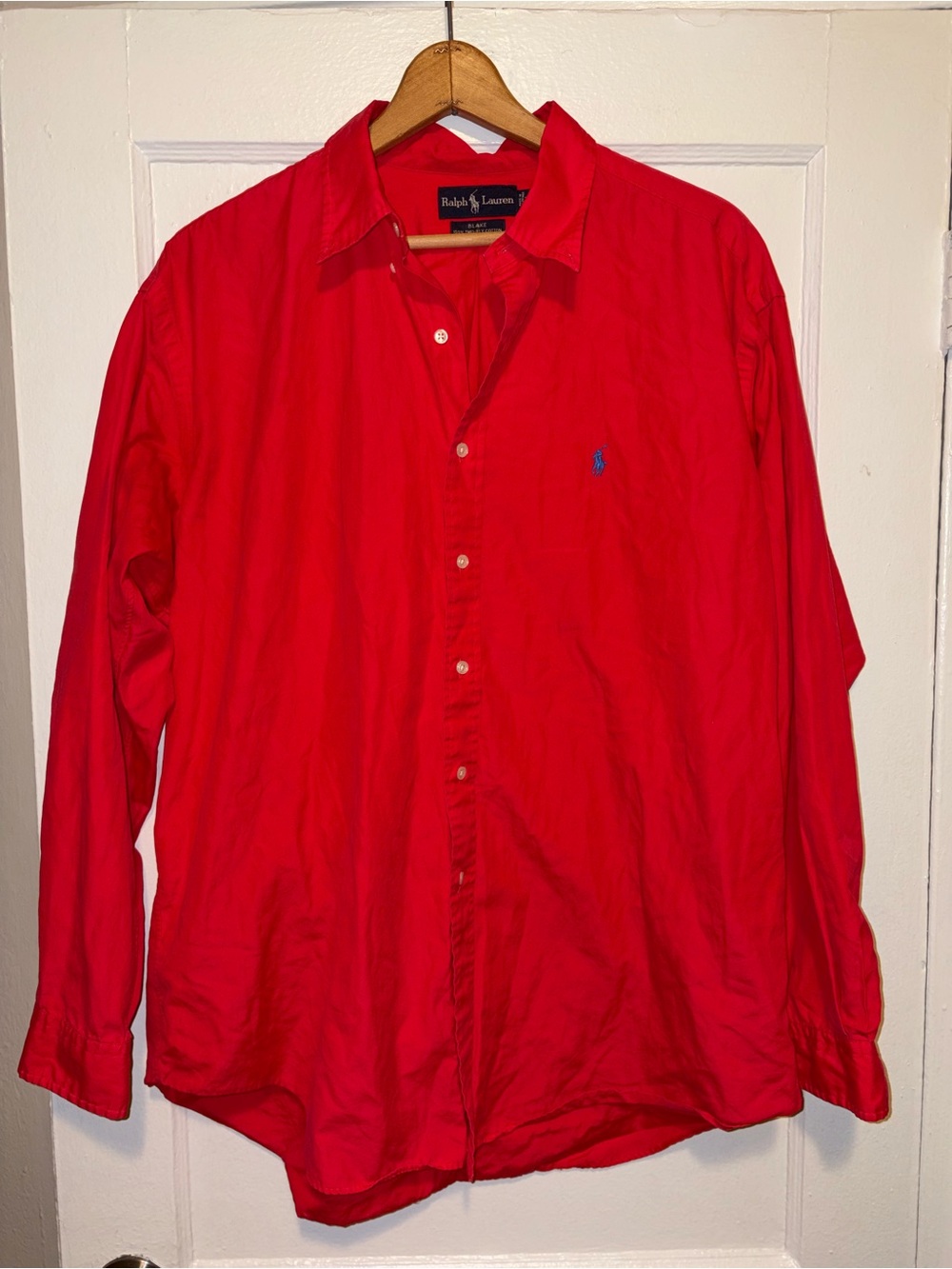 Ralph Lauren Mens Blake Button Down Shirt XL Pink Long Sleeve Cotton Logo